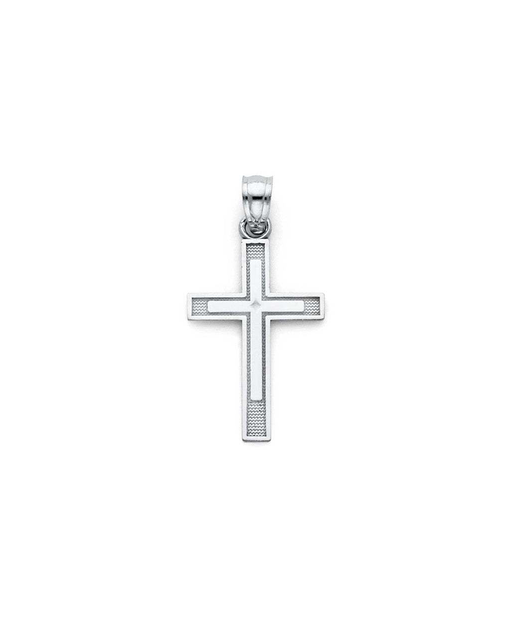 14K White Gold Latin Cross Pendant (PT-0136W)