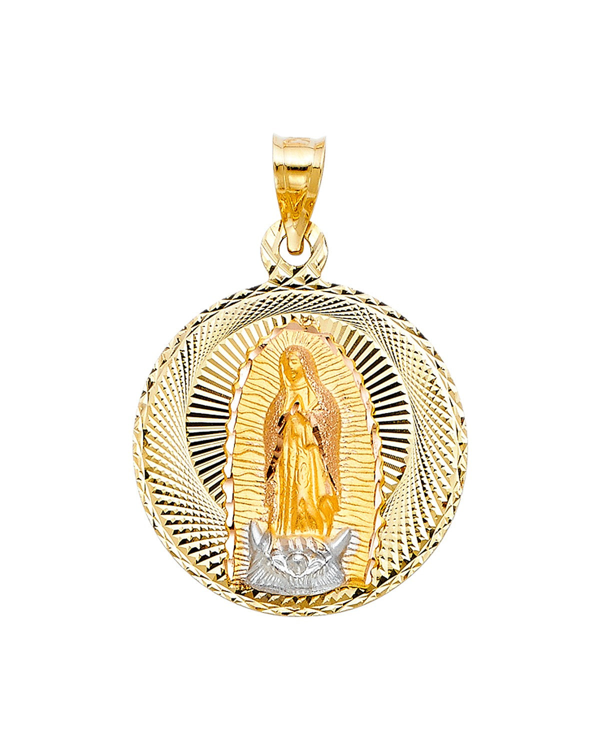 14K Two-Tone Gold 2T Religious Stamp Pendant (PT-0296)