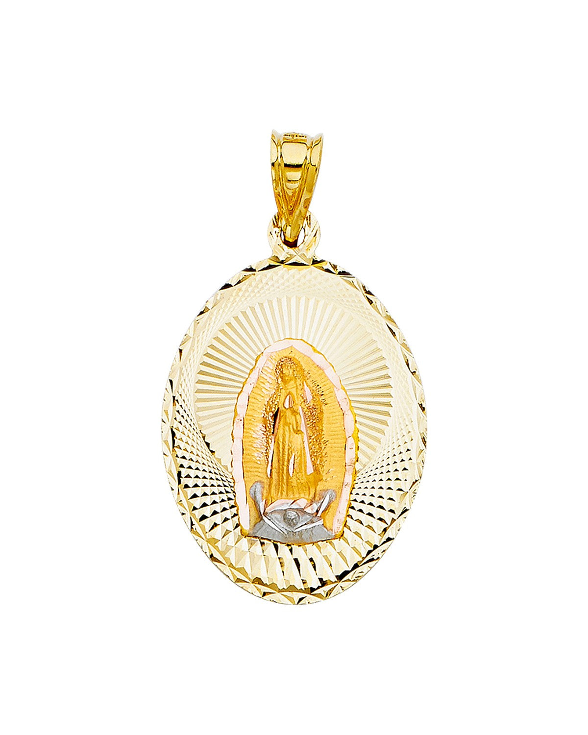 14K Two-Tone Gold 2T Religious Stamp Pendant (PT-0328)