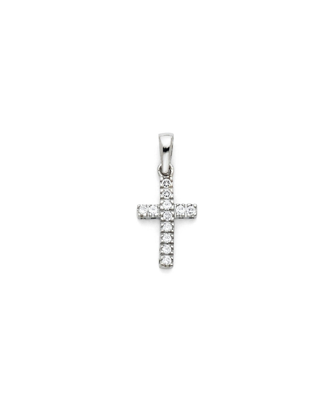 14K White Gold CZ Cross Pendant (PT-0535)
