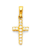 14K Yellow Gold CZ Cross Pendant (PT-0544)
