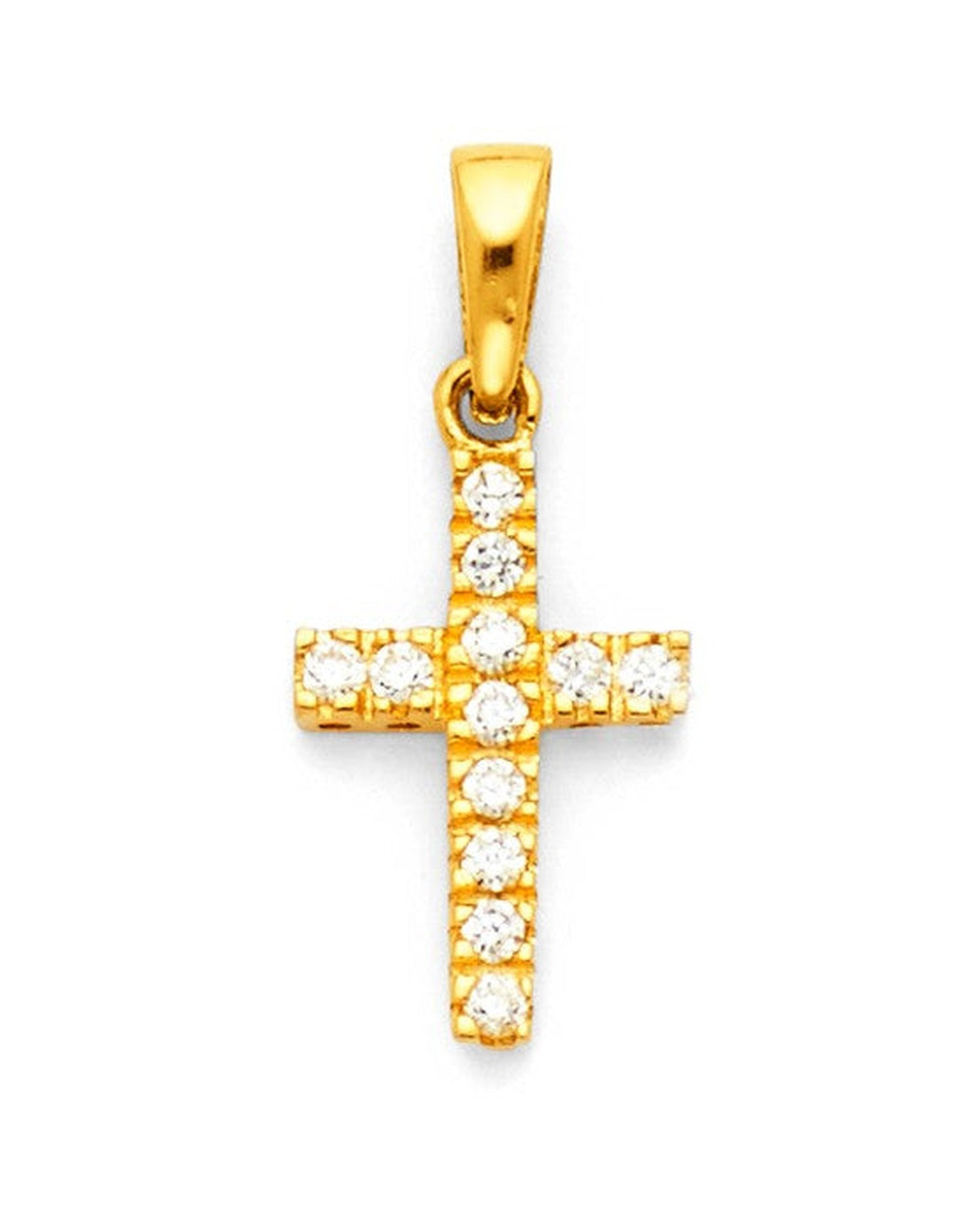 14K Yellow Gold CZ Cross Pendant (PT-0544)
