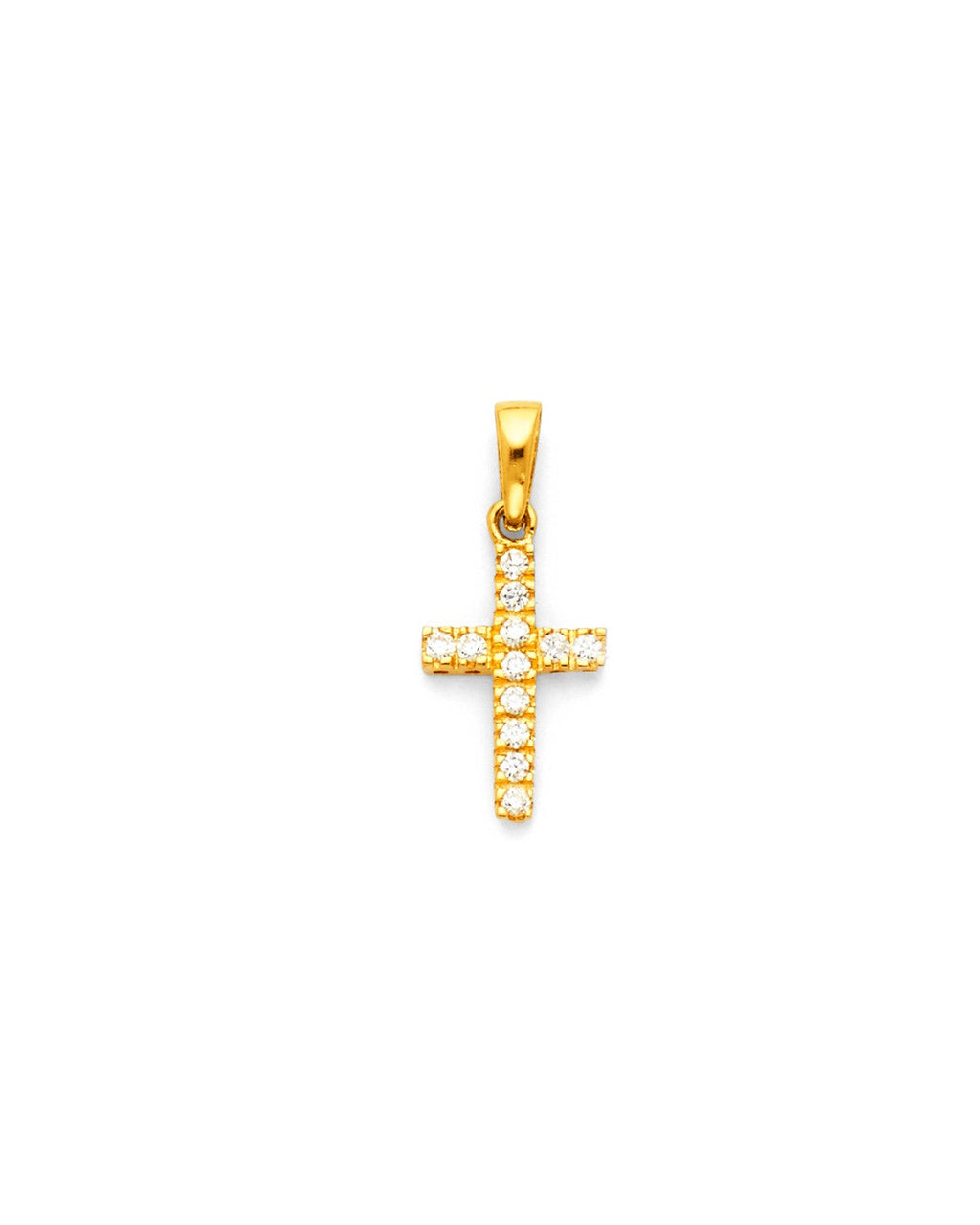14K Yellow Gold CZ Cross Pendant (PT-0544)