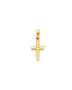 14K Yellow Gold CZ Cross Pendant (PT-0544)