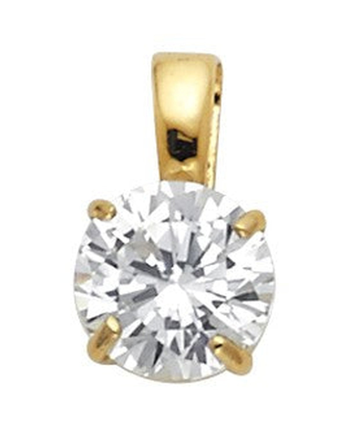 14K Yellow Gold Round CZ Basket Pendant (PT-0697 (14KT))