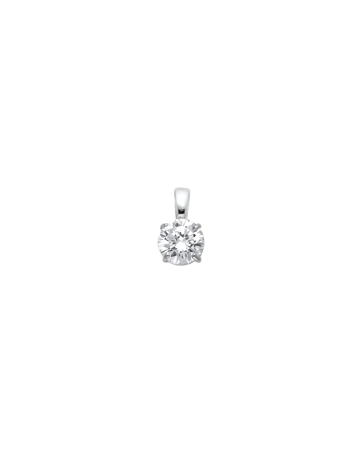14K White Gold Round CZ Basket Pendant (PT-0699 (14KT))