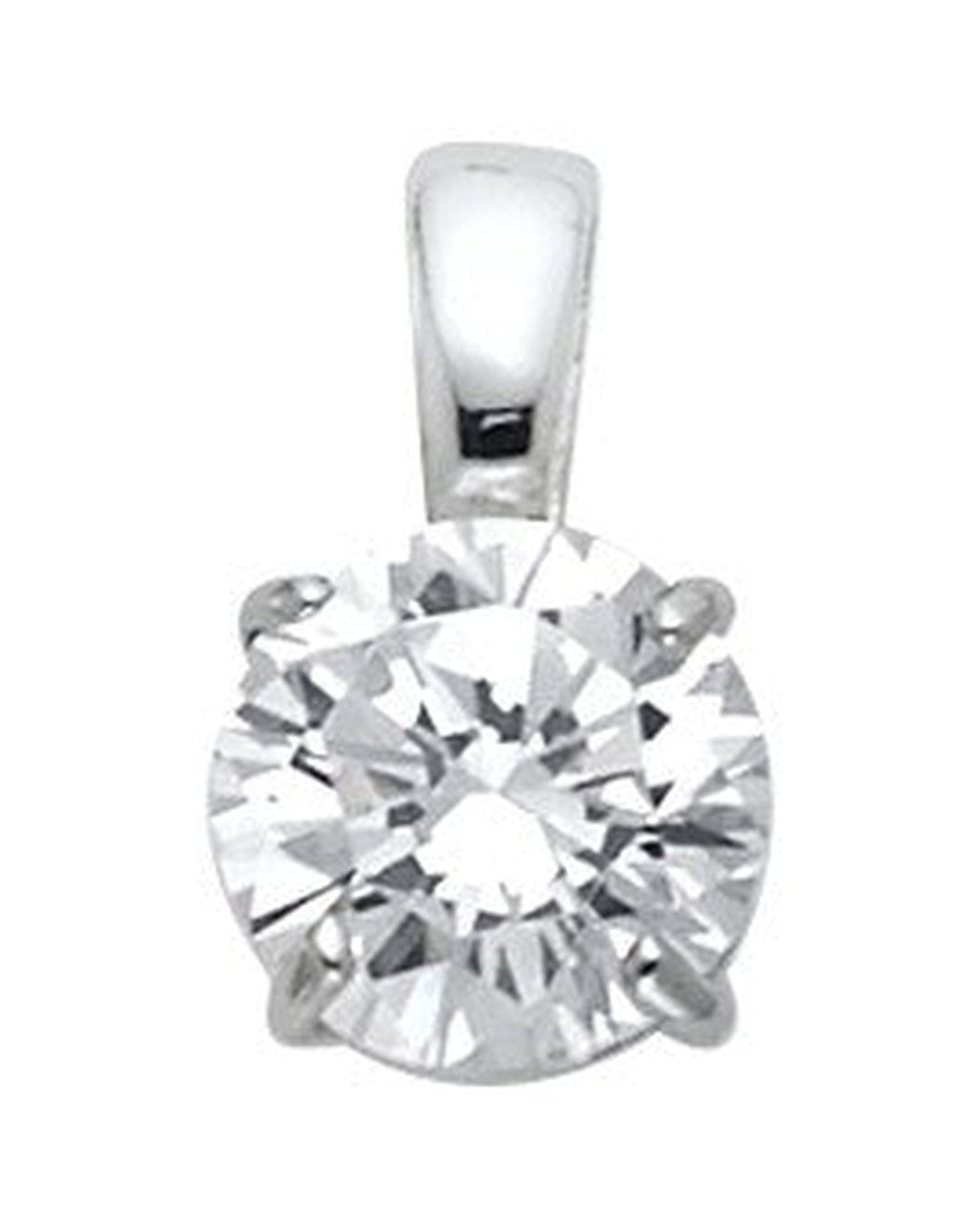 14K White Gold Round CZ Basket Pendant (PT-0699 (14KT))