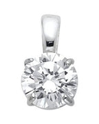 14K White Gold Round CZ Basket Pendant (PT-0699 (14KT))