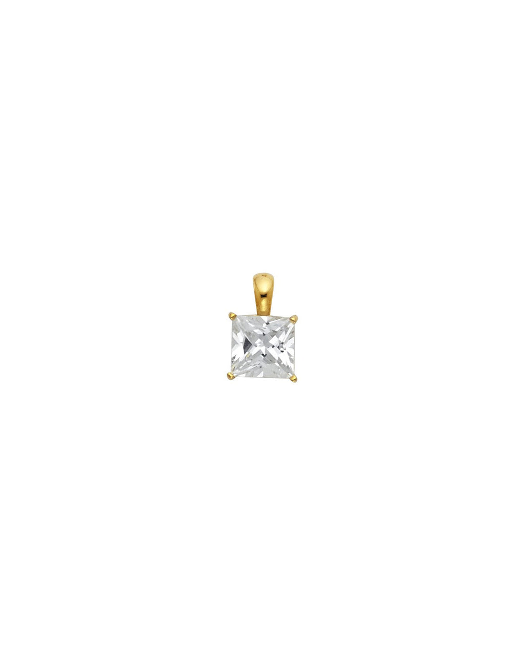 14K Yellow Gold Princess CZ Basket Pendant (PT-0701 (14KT))