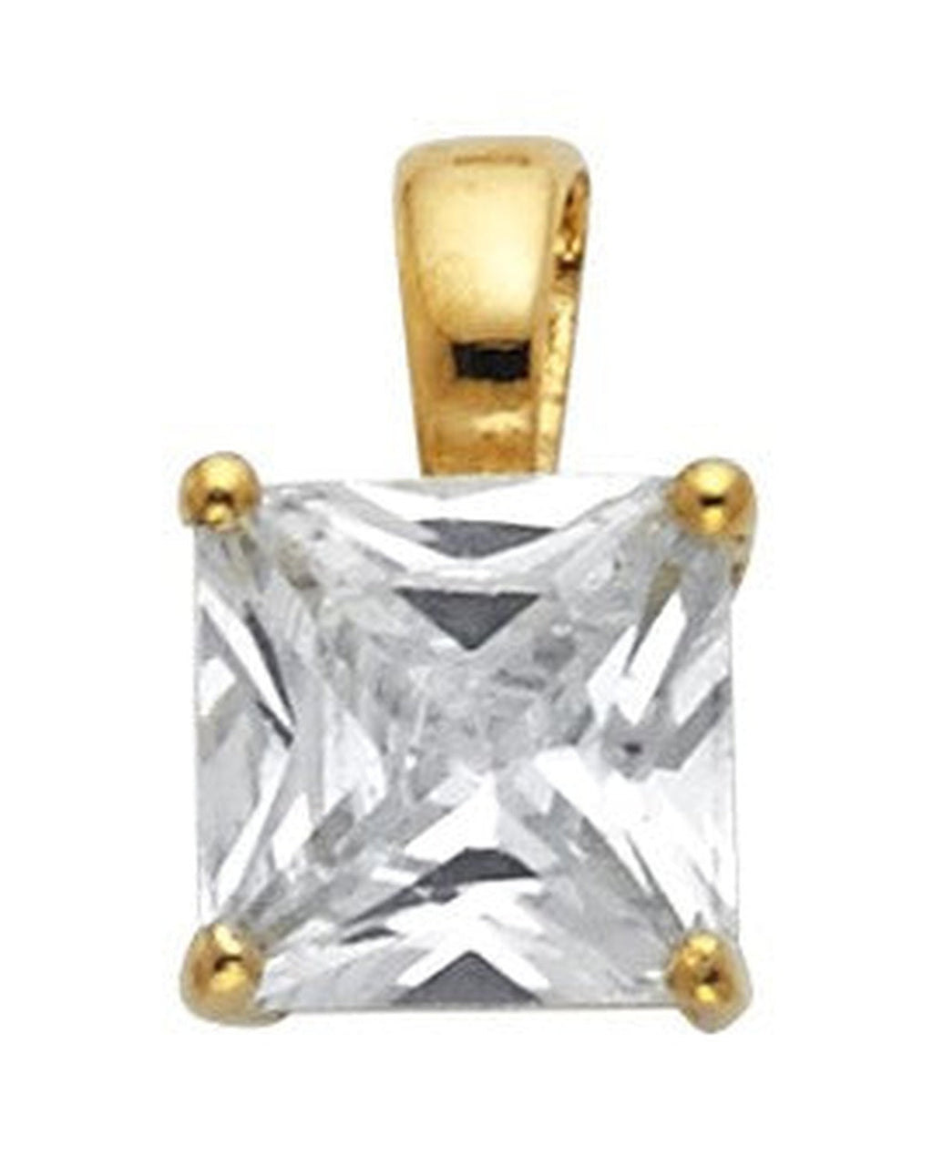 14K Yellow Gold Princess CZ Basket Pendant (PT-0702 (14KT))