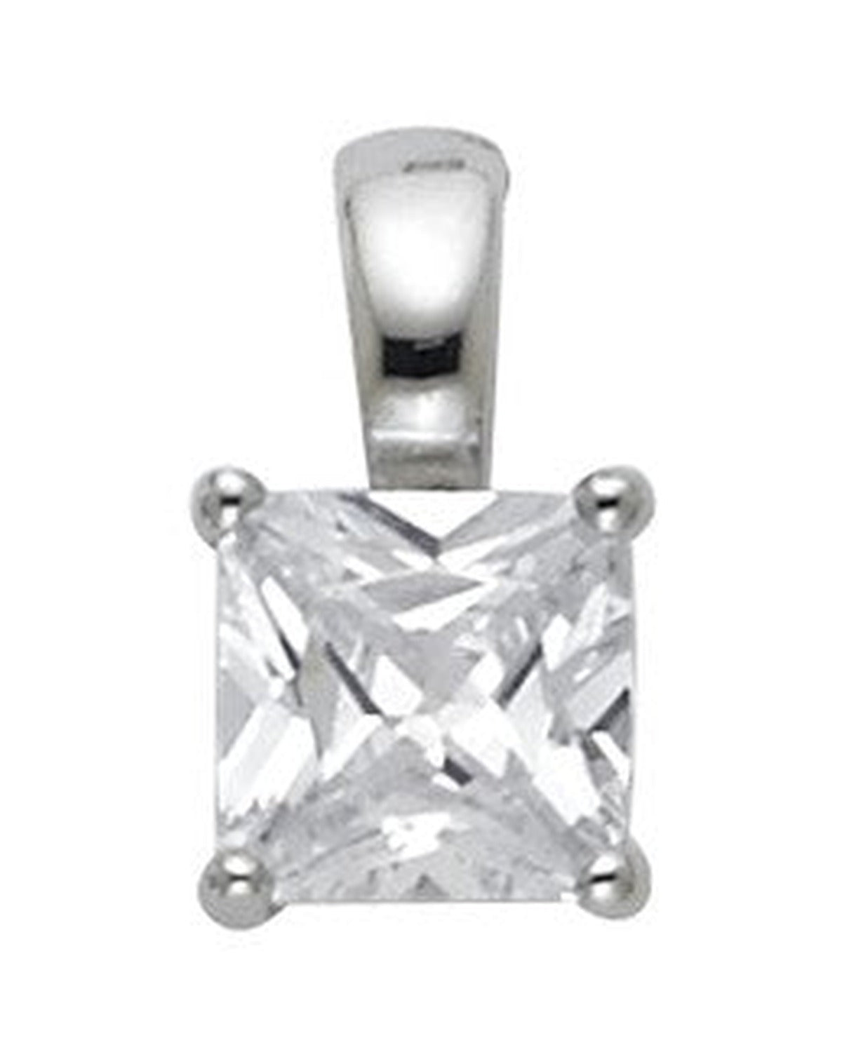 14K White Gold Princess CZ Basket Pendant (PT-0703 (14KT))