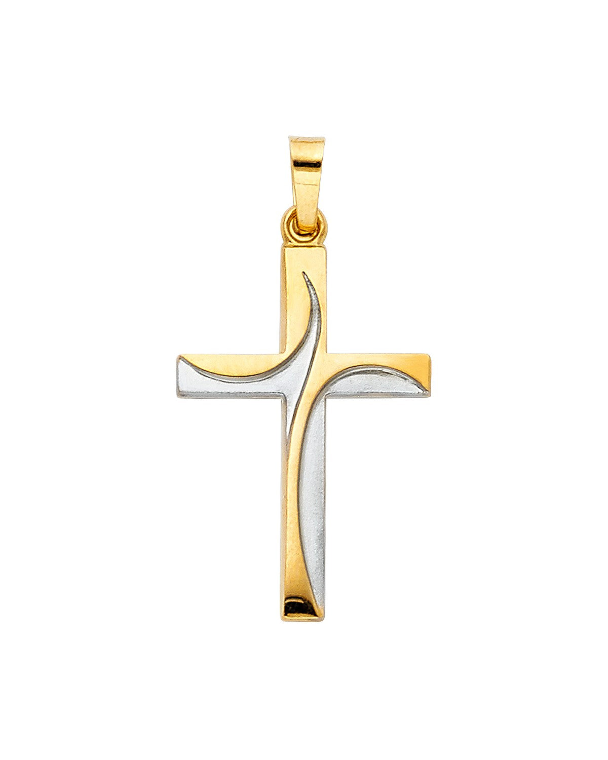 14K Two-Tone Gold Cross Pendant (PT-0903)