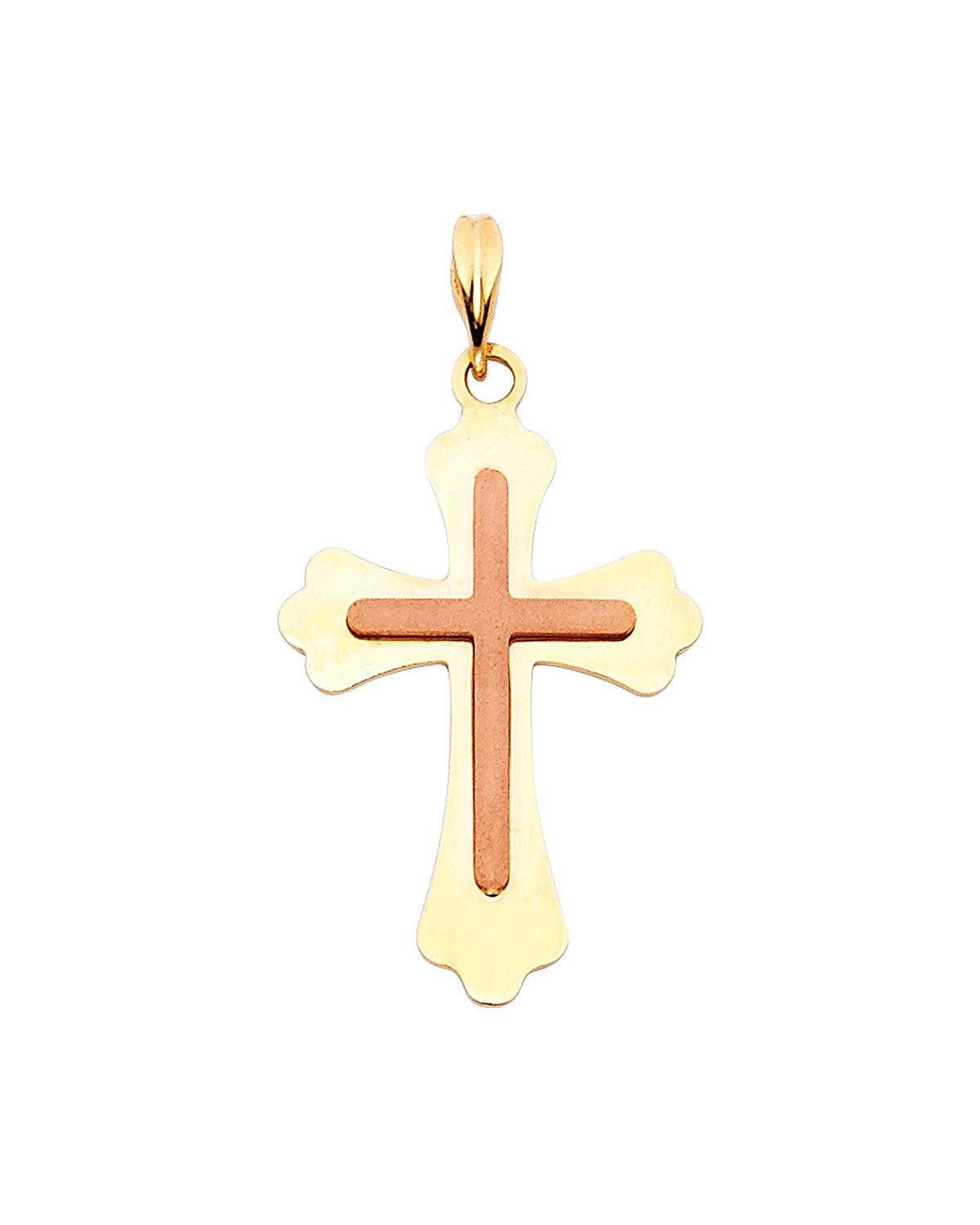 14K Two-Tone Gold Cross Pendant (PT-0913)