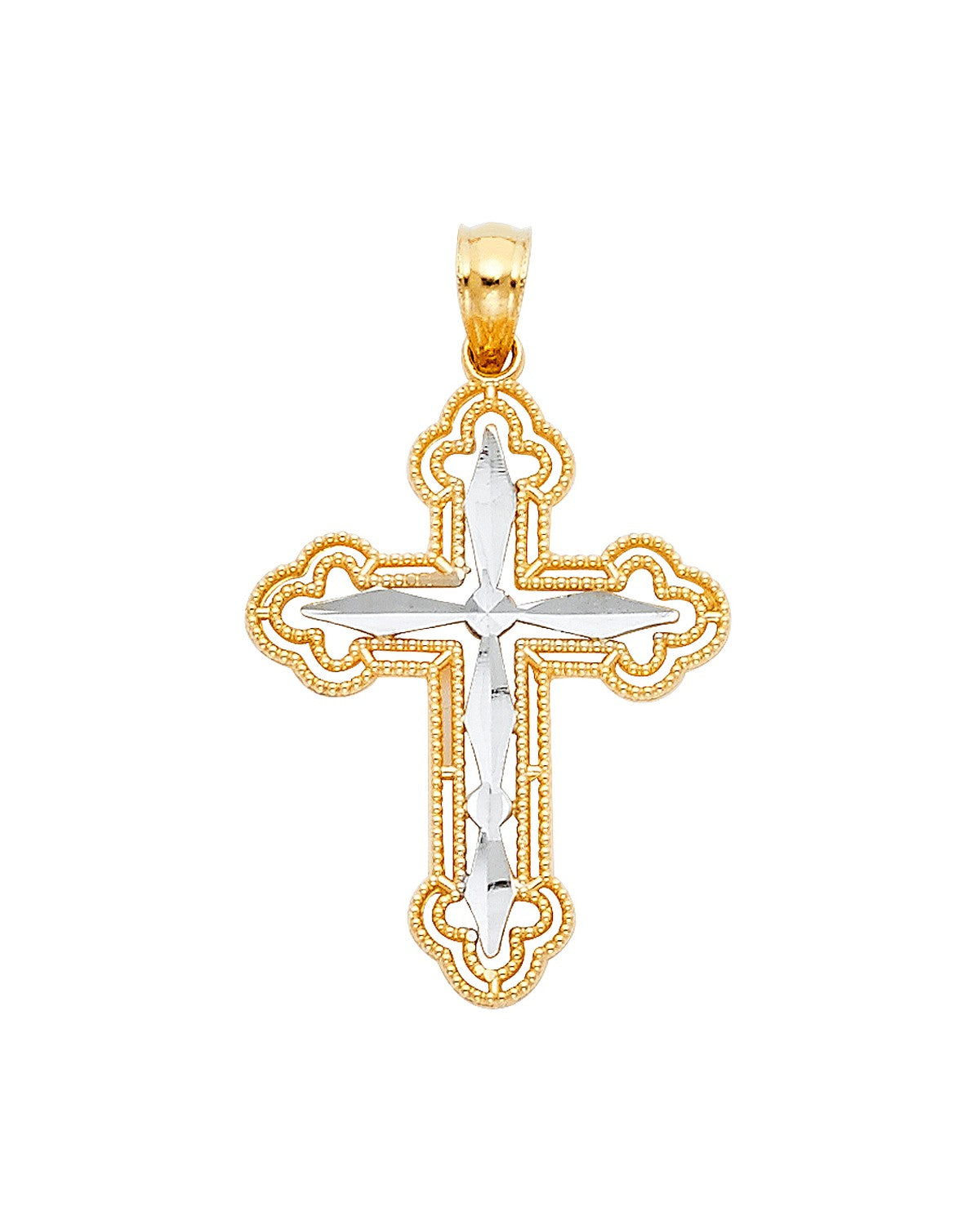 14K Two-Tone Gold Cross Pendant (PT-0918)