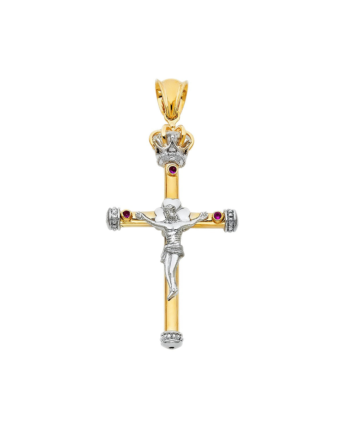 14K Two-Tone Gold 2T Fancy Crucufix Pendant (PT-0925)