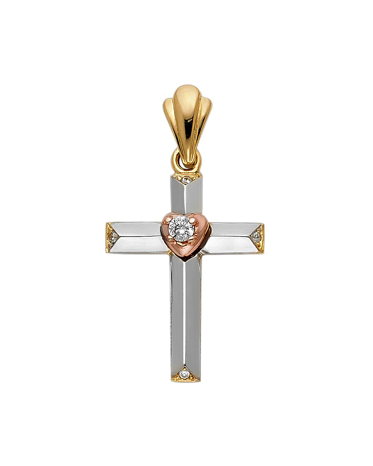 14K Tri-Color Gold Cross Pendant (PT-0959)