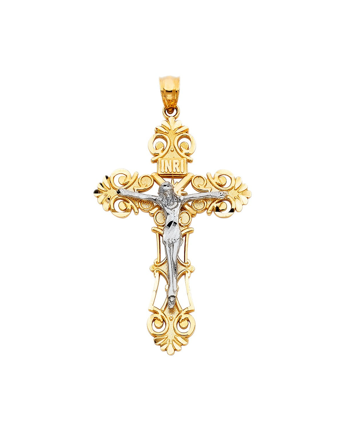 14K Two-Tone Gold 2T Crucufix Pendant (PT-0974)