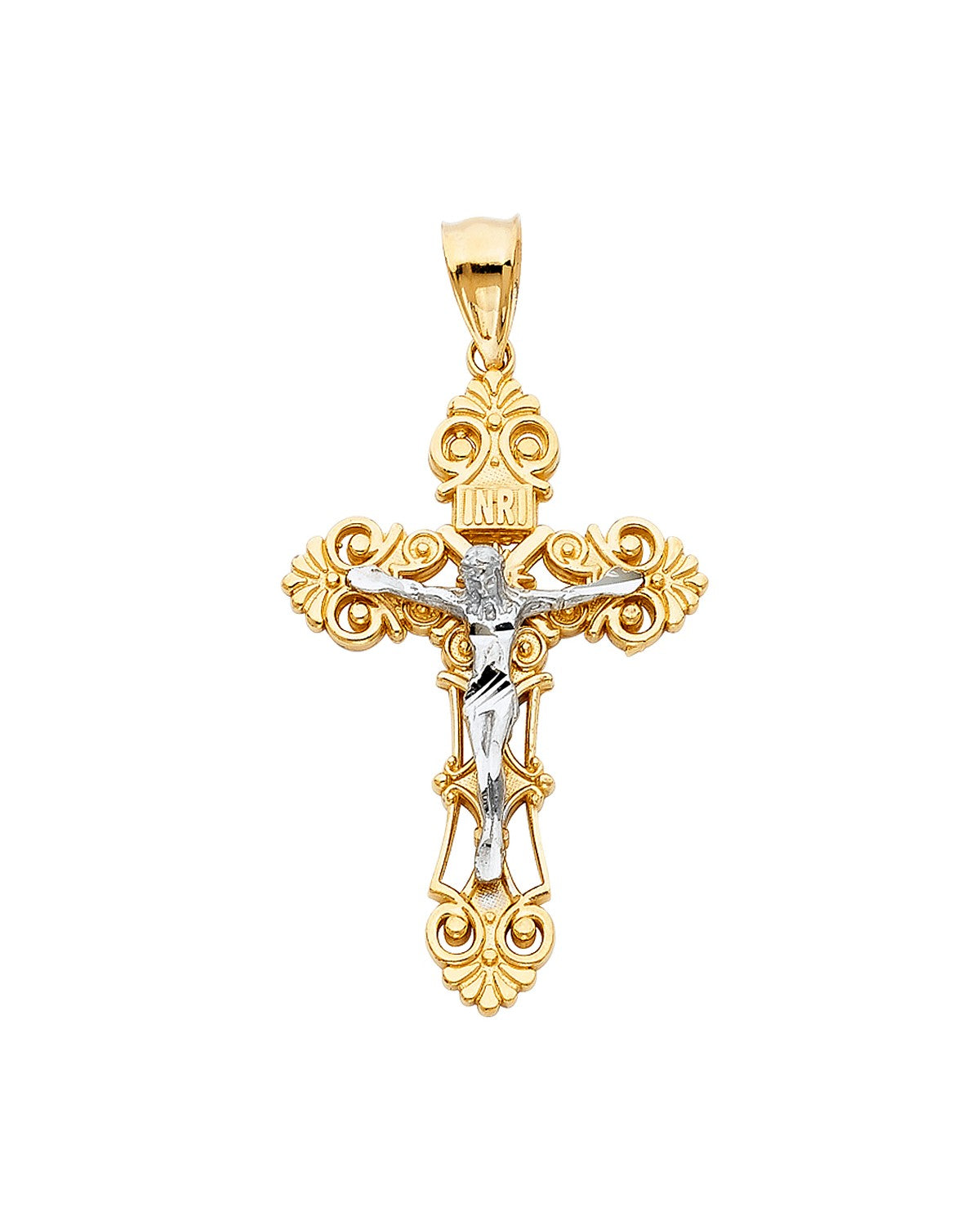 14K Two-Tone Gold 2T Crucufix Pendant (PT-0975)