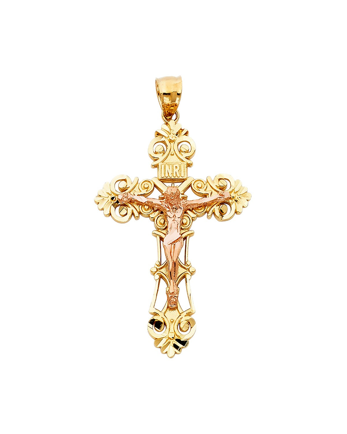 14K Two-Tone Gold 2T Crucufix Pendant (PT-0976)