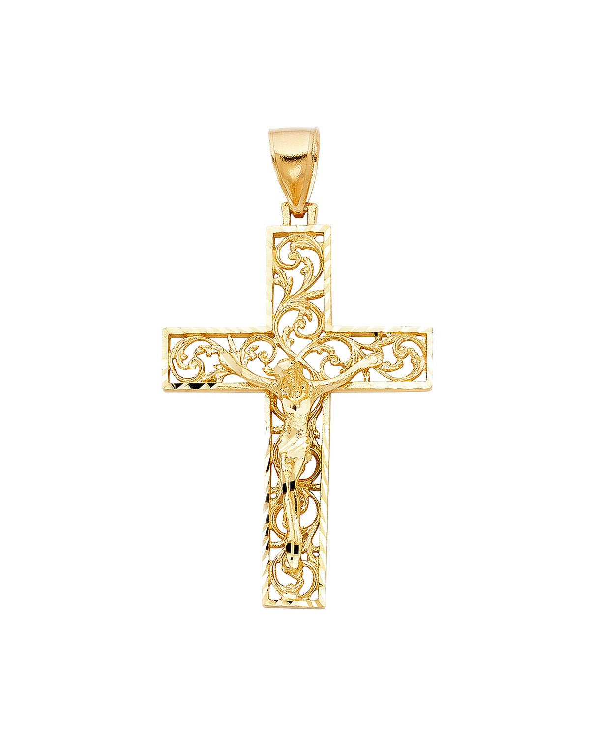 14K Yellow Gold Fancy Crucufix Pendant (PT-0985)