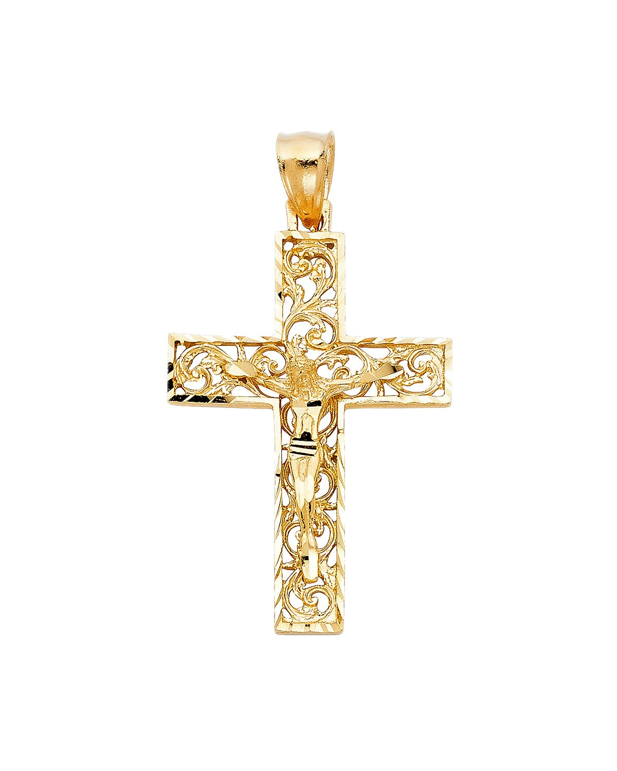 14K Yellow Gold Fancy Crucufix Pendant (PT-0986)