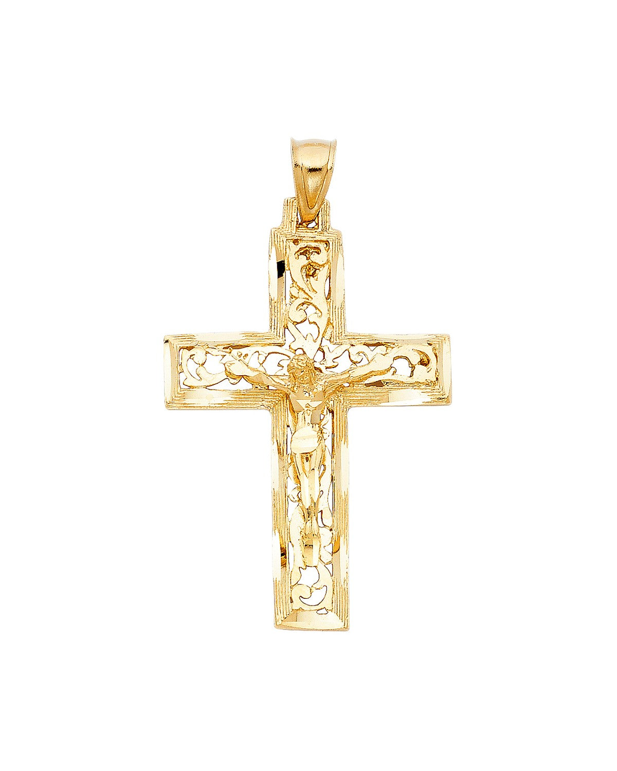 14K Yellow Gold Fancy Crucufix Pendant (PT-0987)
