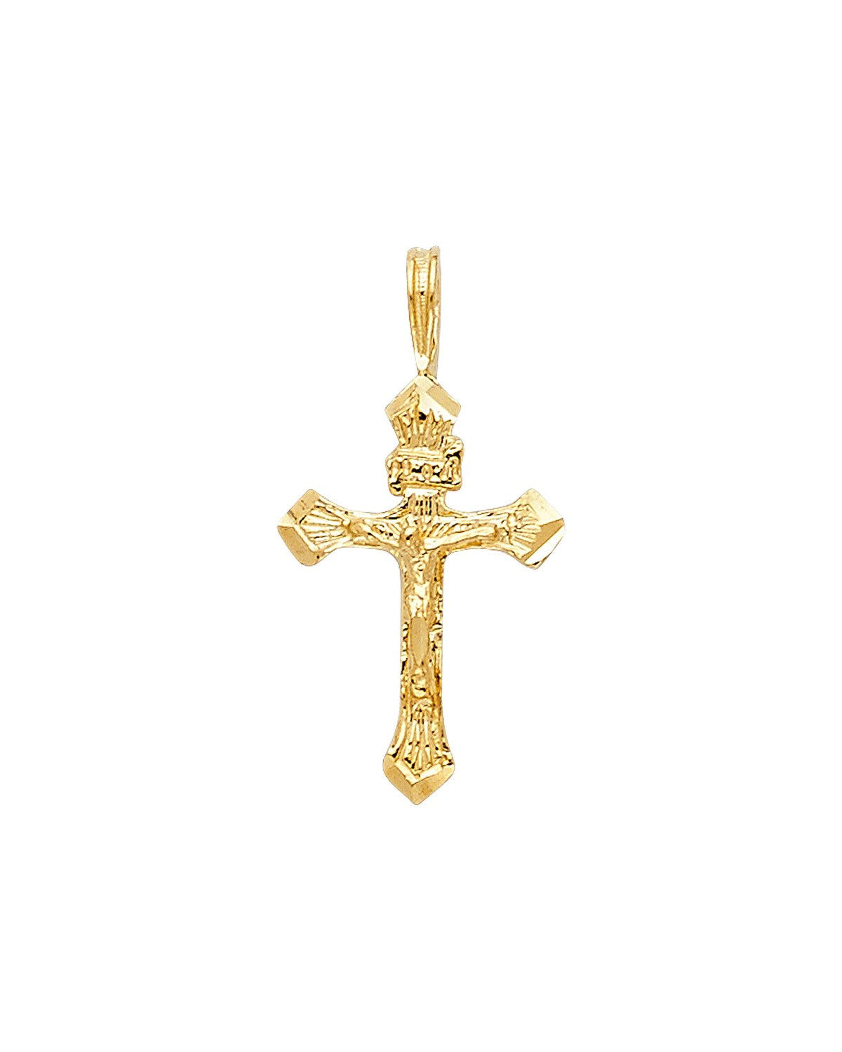 14K Yellow Gold Fancy Tiny Crucufix Pendant (PT-1008)