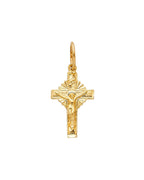 14K Yellow Gold Fancy Tiny Crucufix Pendant (PT-1011)