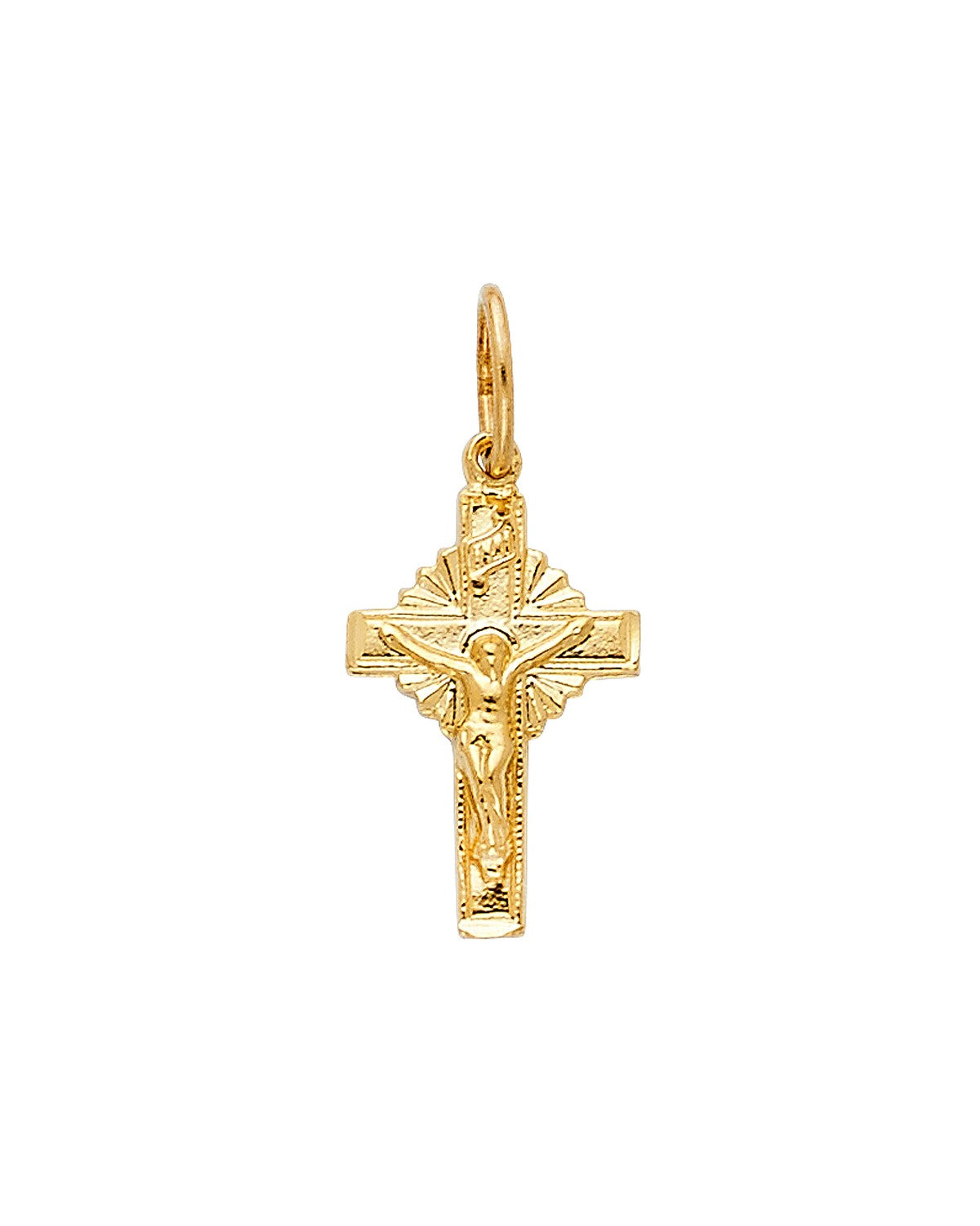 14K Yellow Gold Fancy Tiny Crucufix Pendant (PT-1011)