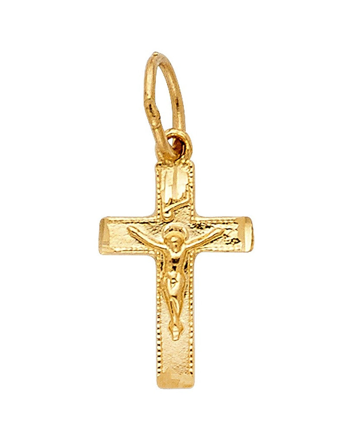14K Yellow Gold Fancy Tiny Crucufix Pendant (PT-1012)