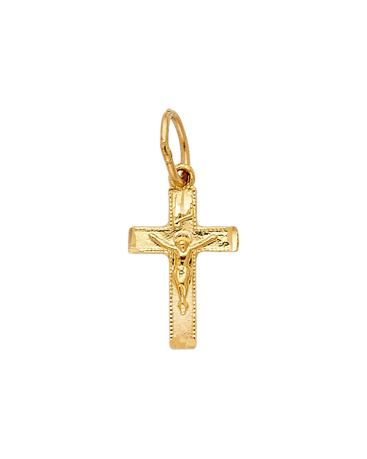 14K Yellow Gold Fancy Tiny Crucufix Pendant (PT-1012)