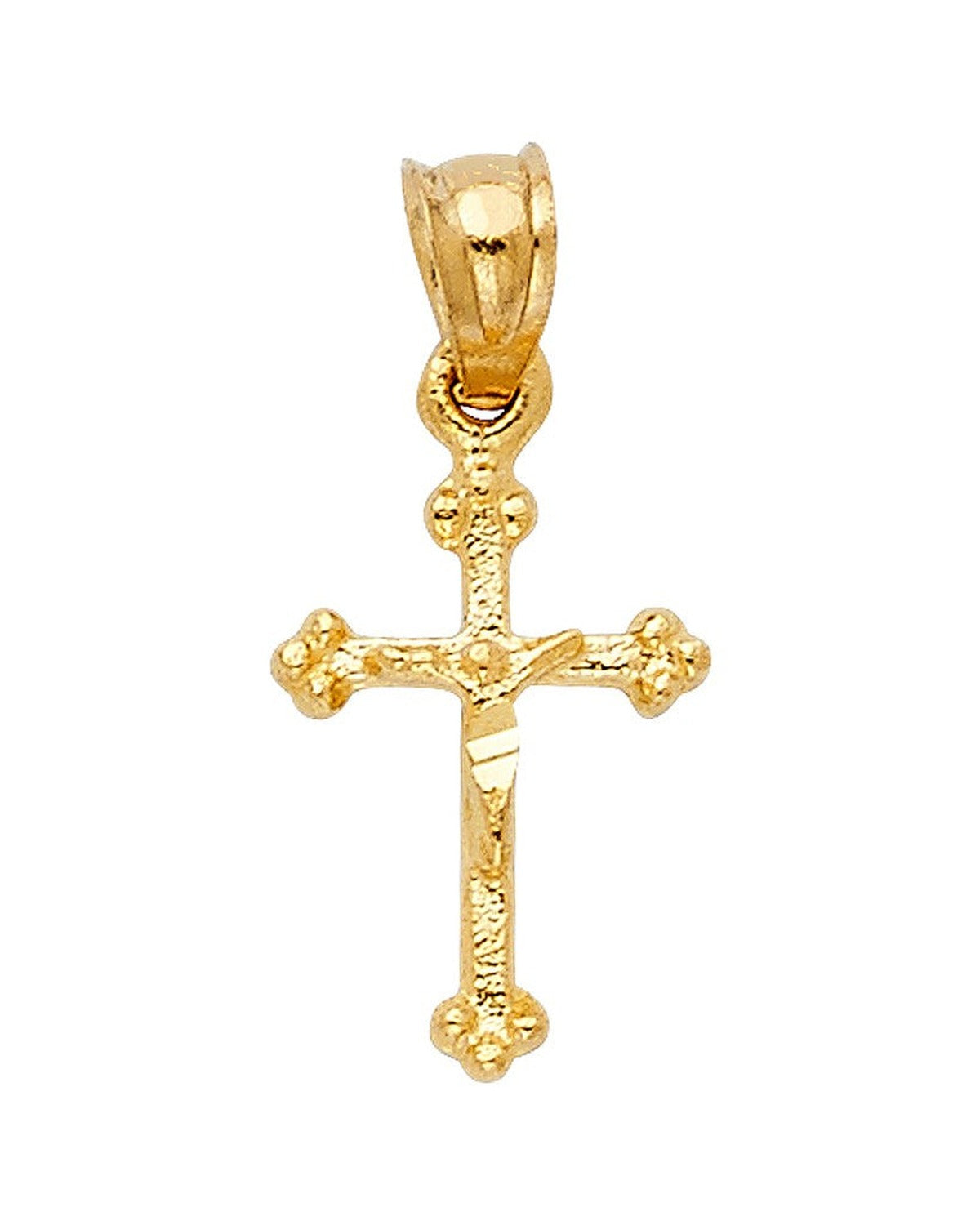 14K Yellow Gold Fancy Tiny Crucufix Pendant (PT-1013)