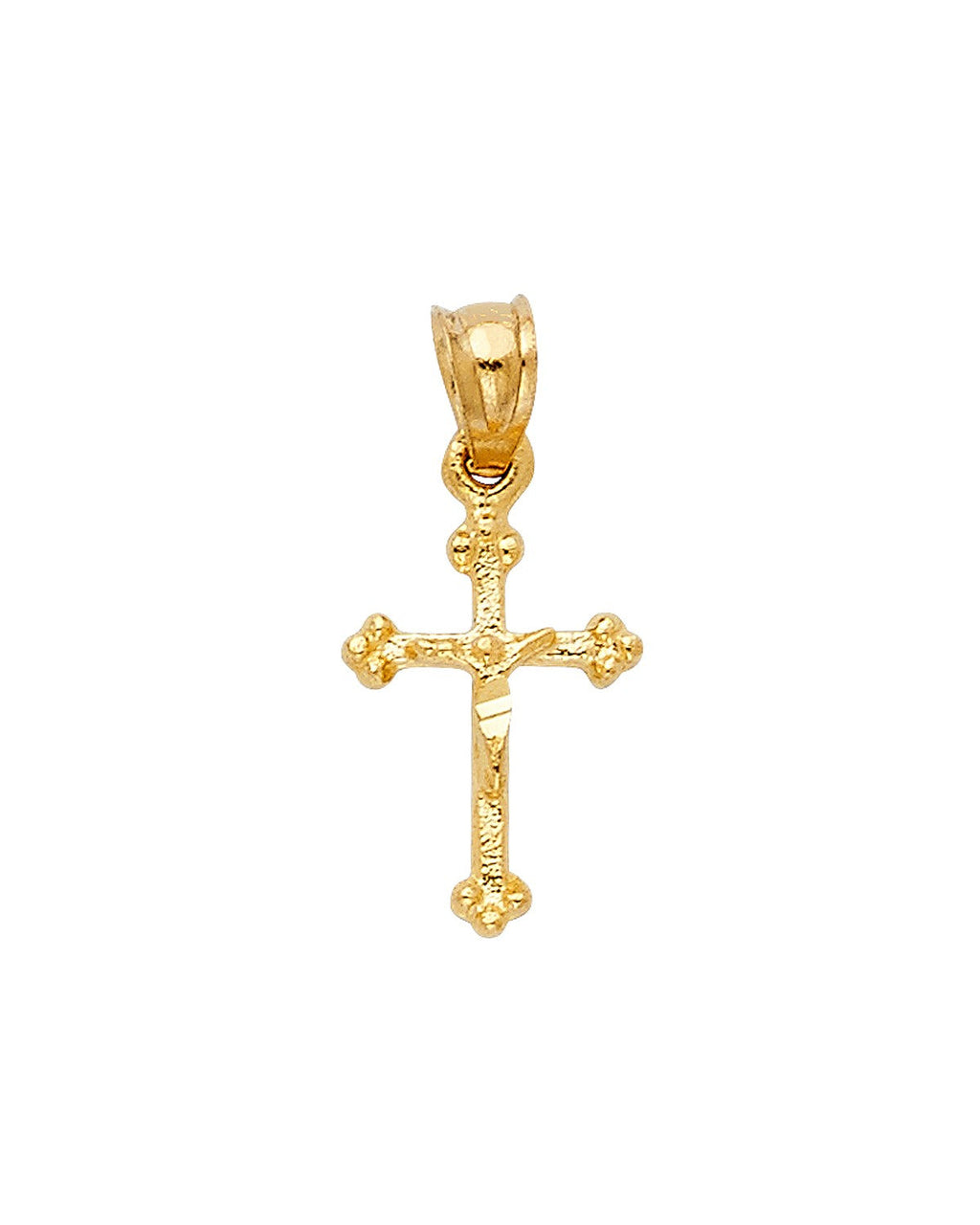 14K Yellow Gold Fancy Tiny Crucufix Pendant (PT-1013)
