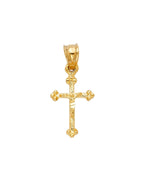 14K Yellow Gold Fancy Tiny Crucufix Pendant (PT-1013)