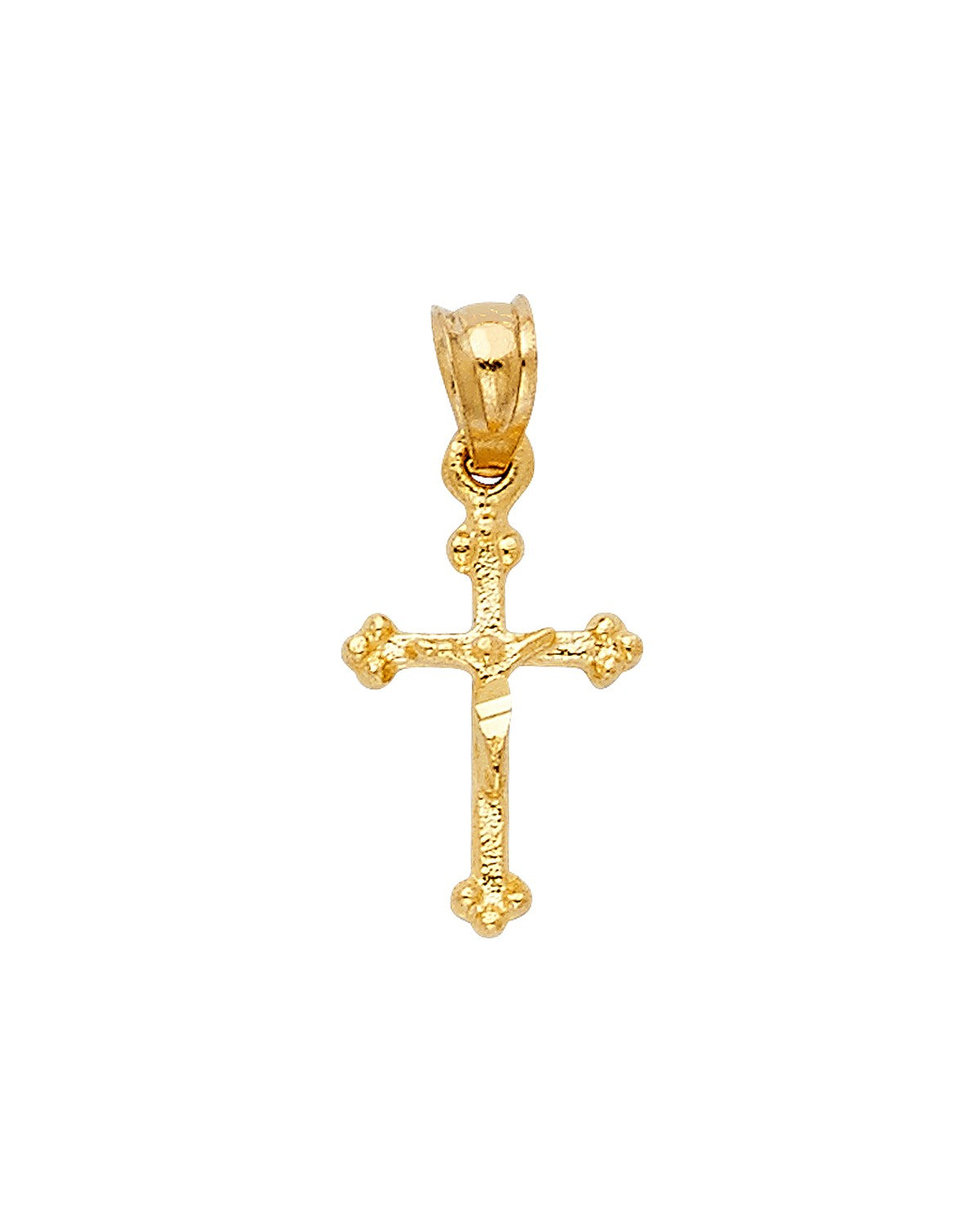 14K Yellow Gold Fancy Tiny Crucufix Pendant (PT-1013)