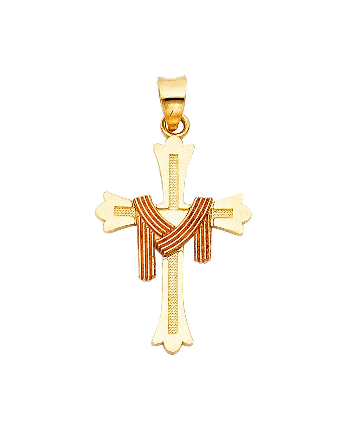 14K Two-Tone Gold Cross Pendant (PT-1018)