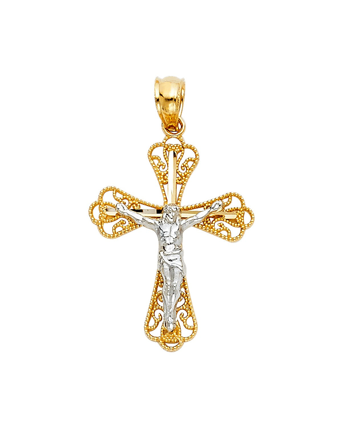 14K Two-Tone Gold 2T Crucufix Pendant (PT-1020)