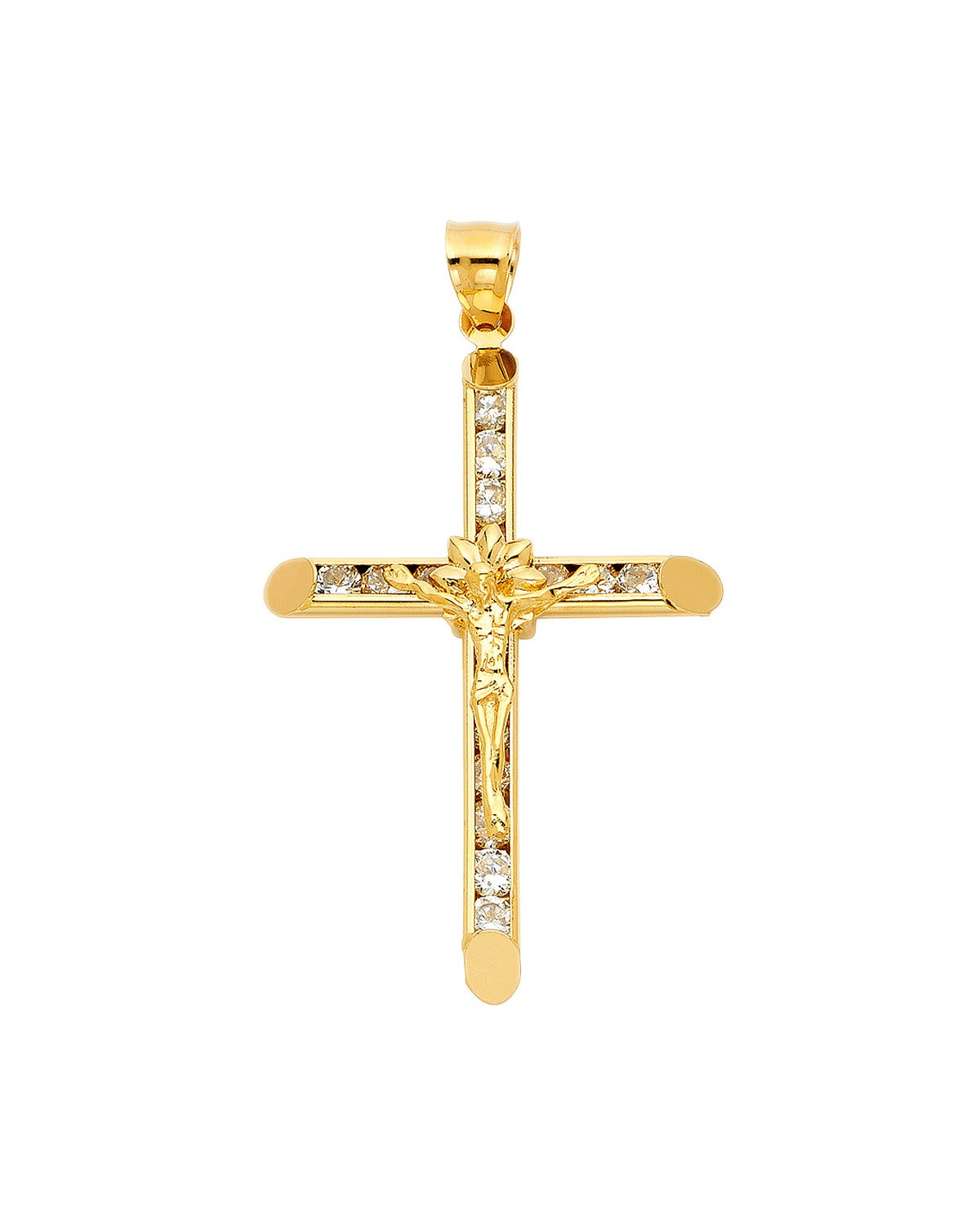 14K Yellow Gold CZ Crucufix Pendant (PT-1049)