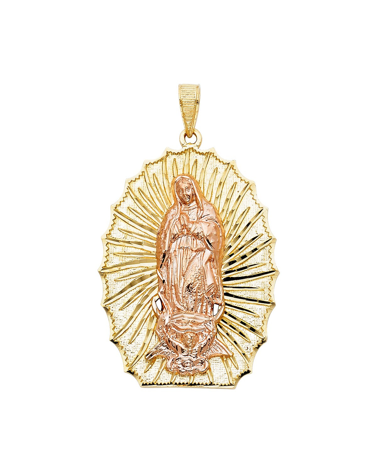 14K Two-Tone Gold 2T Our Lady of Guadalupe Pendant (PT-1075)