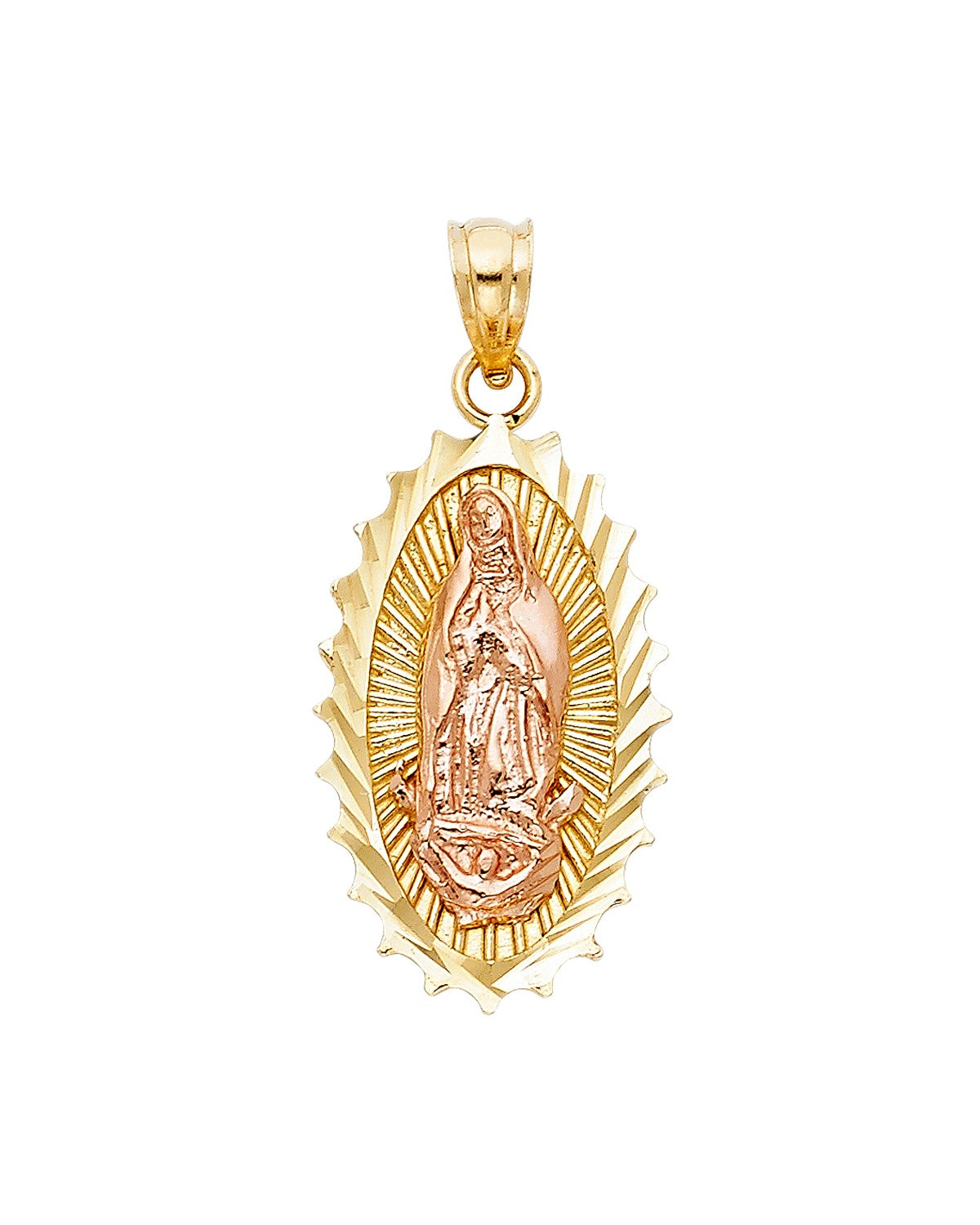 14K Two-Tone Gold 2T Our Lady of Guadalupe Pendant (PT-1085)