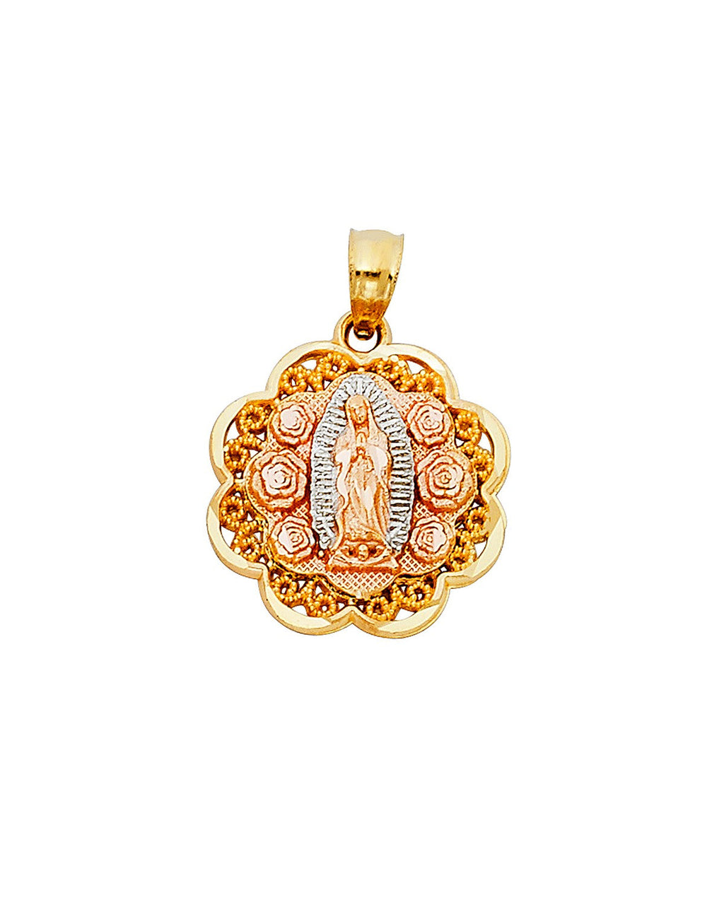 14K Tri-Color Gold 3C Our Lady of Guadalupe Pendant (PT-1107)