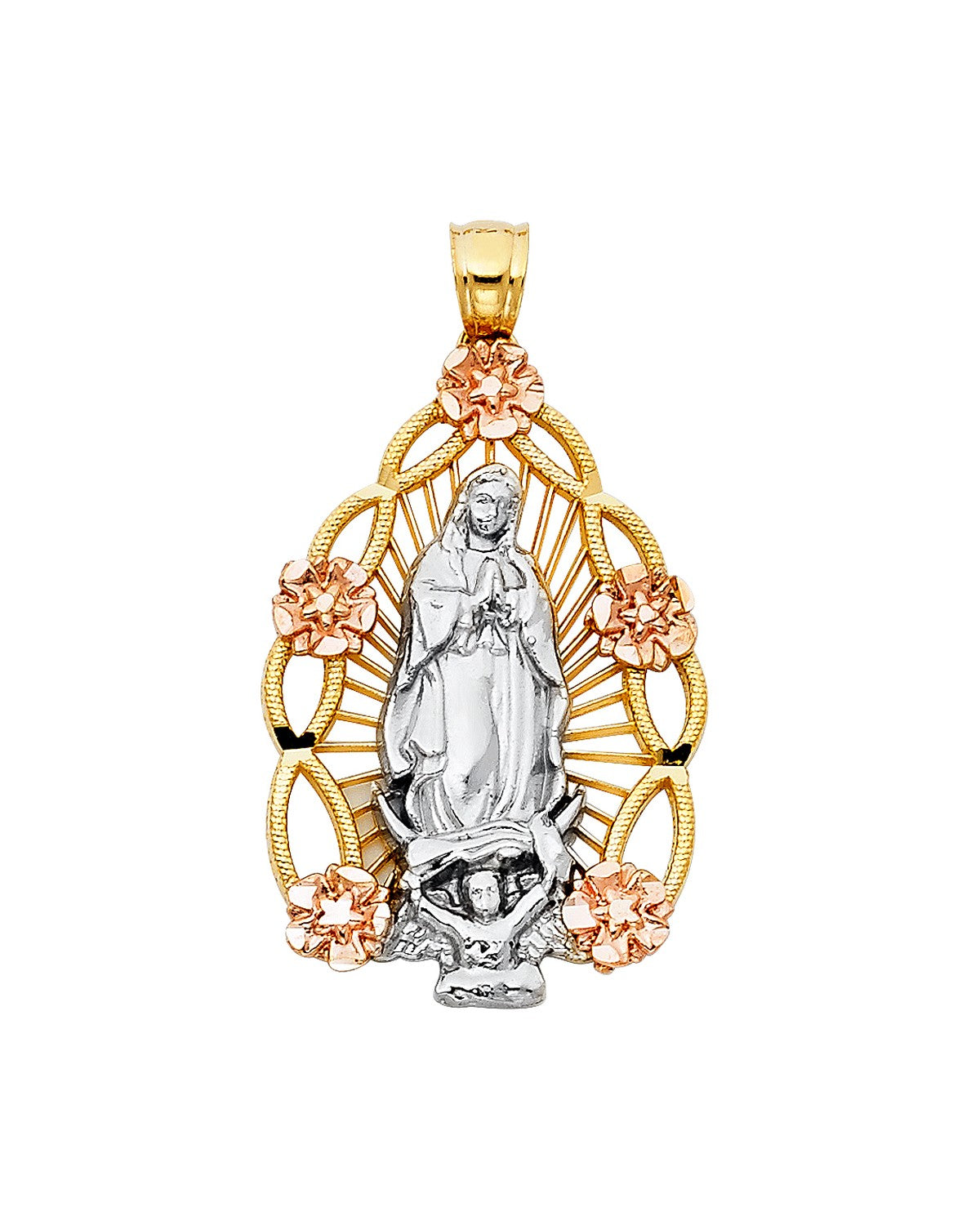 14K Tri-Color Gold 3C Our Lady of Guadalupe Pendant (PT-1111)