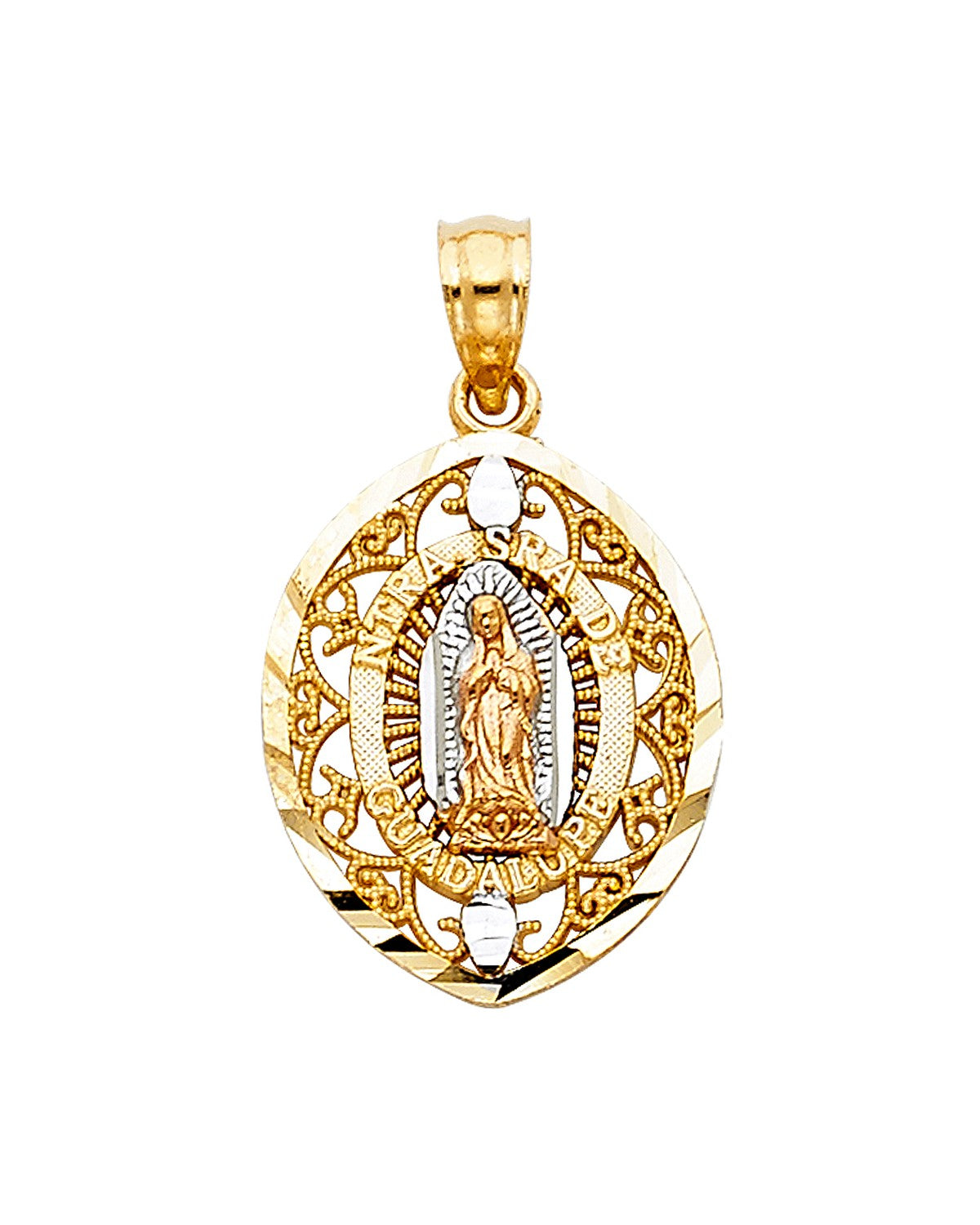 14K Tri-Color Gold 3C Our Lady of Guadalupe Pendant (PT-1114)