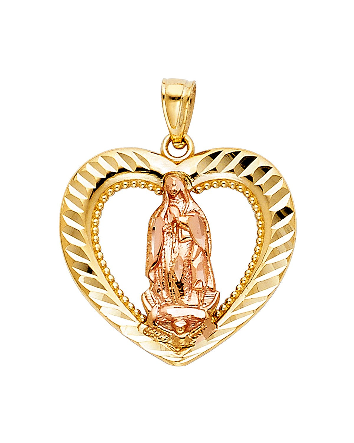 14K Two-Tone Gold 2T Our Lady of Guadalupe Pendant (PT-1126)