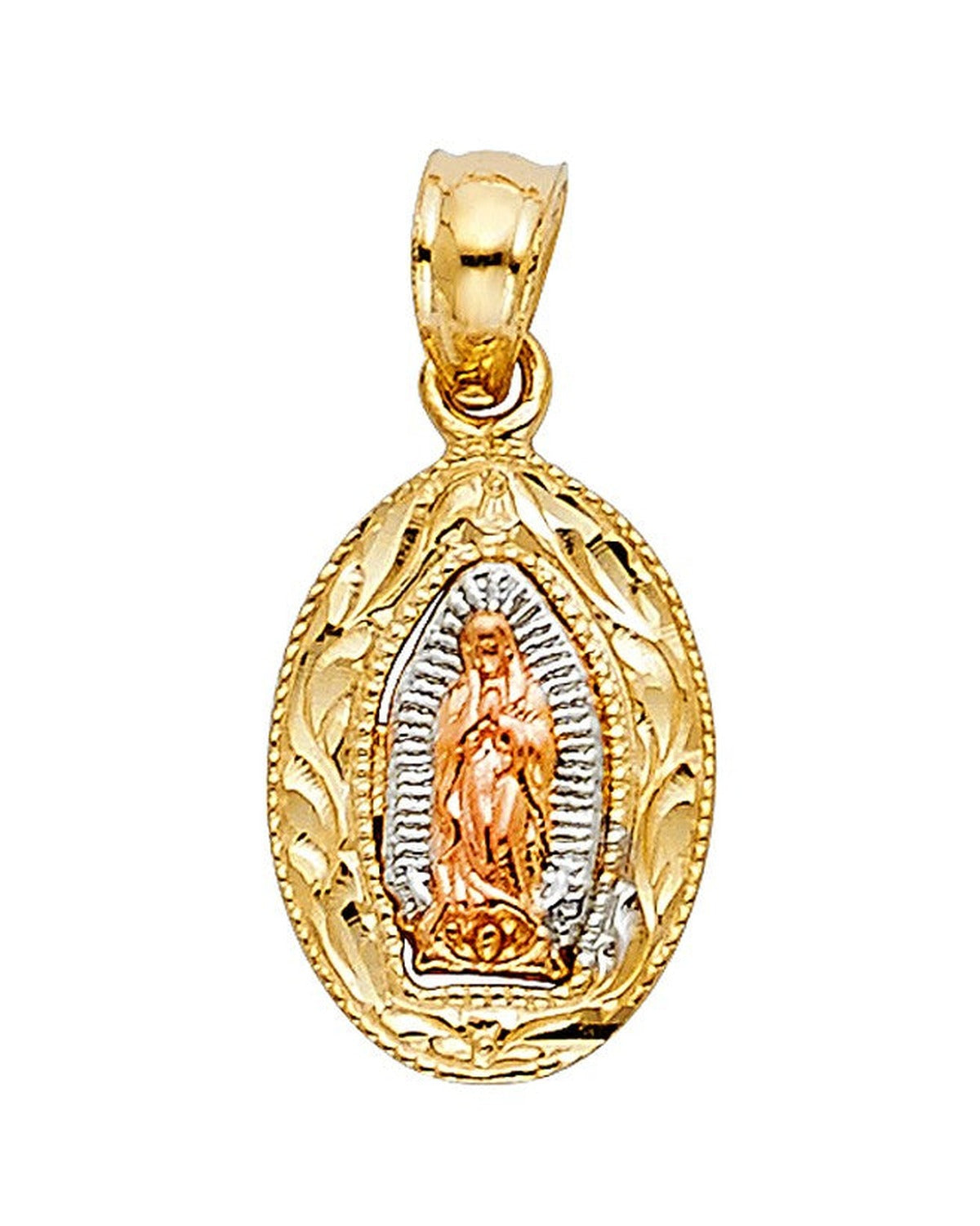 14K Tri-Color Gold 3C Our Lady of Guadalupe Pendant (PT-1129)