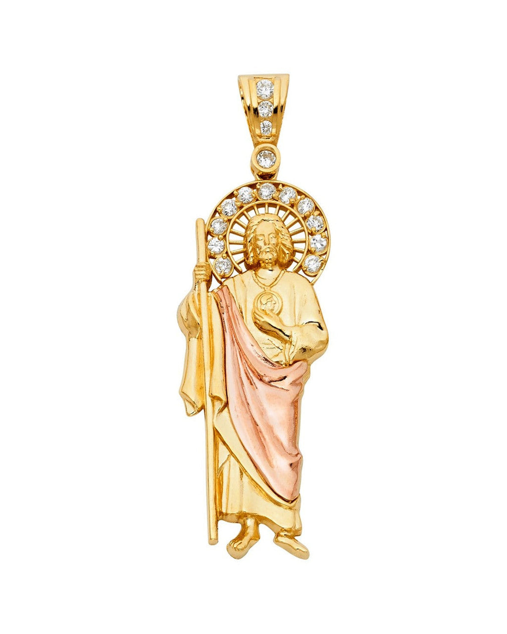 14K Two-Tone Gold 2T CZ St. Jude Thaddeus Pendant (PT-1138)
