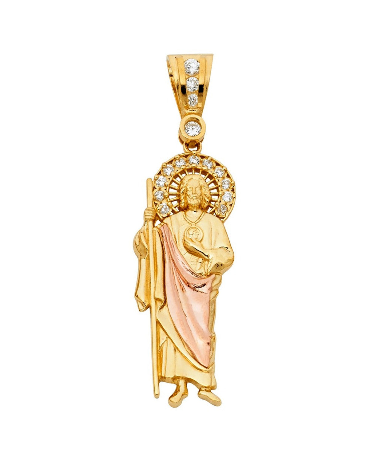 14K Two-Tone Gold 2T CZ St. Jude Thaddeus Pendant (PT-1139)