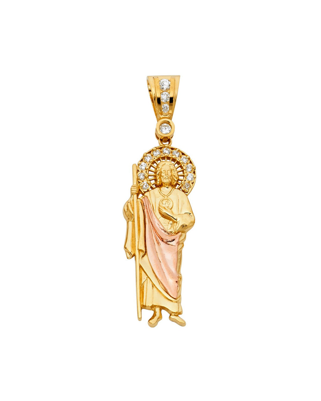 14K Two-Tone Gold 2T CZ St. Jude Thaddeus Pendant (PT-1139)