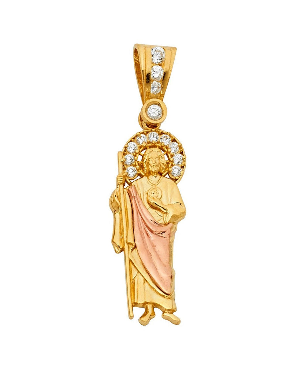 14K Two-Tone Gold 2T CZ St. Jude Thaddeus Pendant (PT-1140)