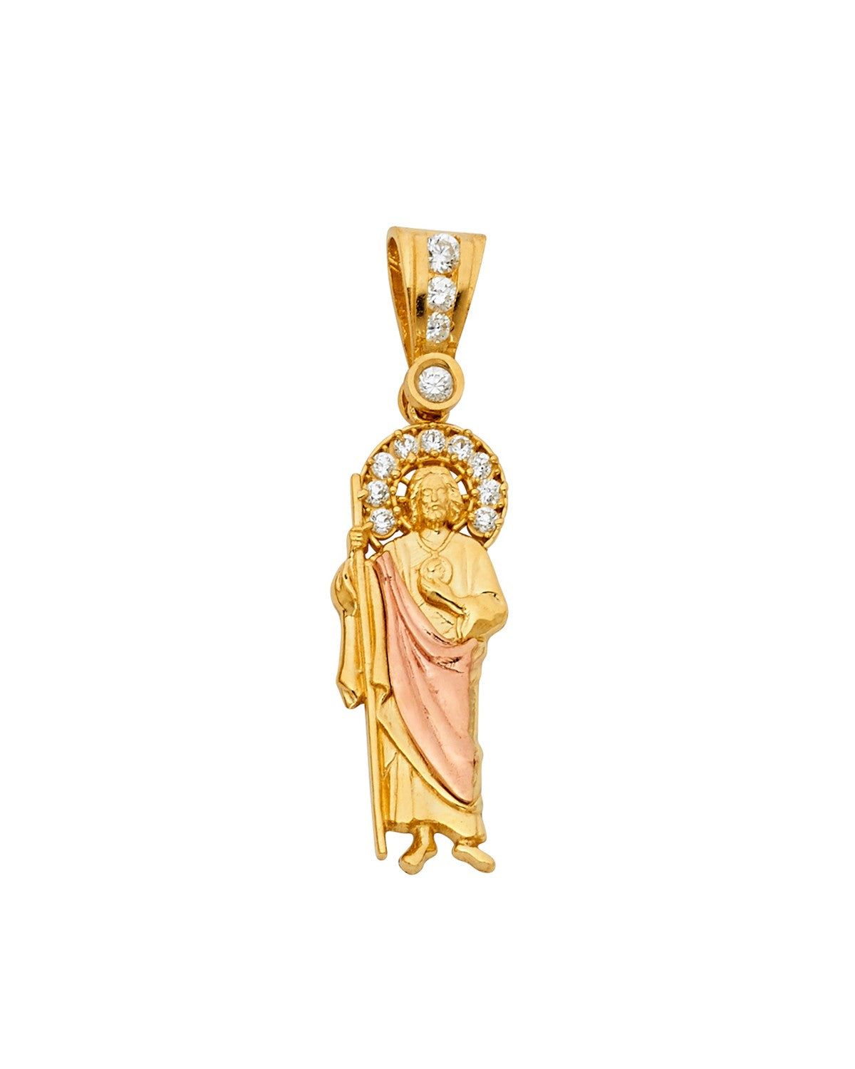 14K Two-Tone Gold 2T CZ St. Jude Thaddeus Pendant (PT-1140)